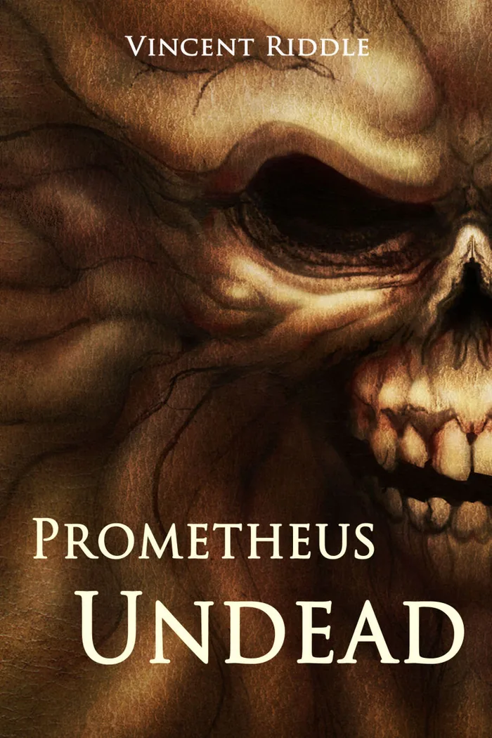 Cover of Prometheus Undead: a decaying skull in bronze tones